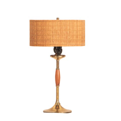 #1521 Table Lamp in Brass and Wood by Sieva