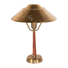 #115 Table Lamp in Brass and Leather by E. Hansson, Year Appr. 1940,
