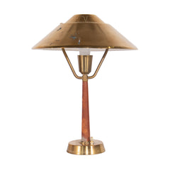 #115 Table Lamp in Brass and Leather by E. Hansson, Year Appr. 1940,