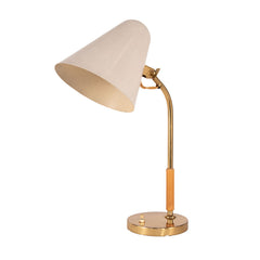 #1197 Table Lamp in Wood and Brass by Paavo Tynell