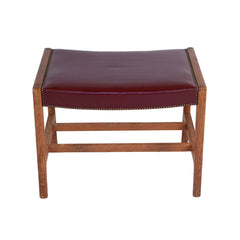 #1450 Oak Stool With Red Leather