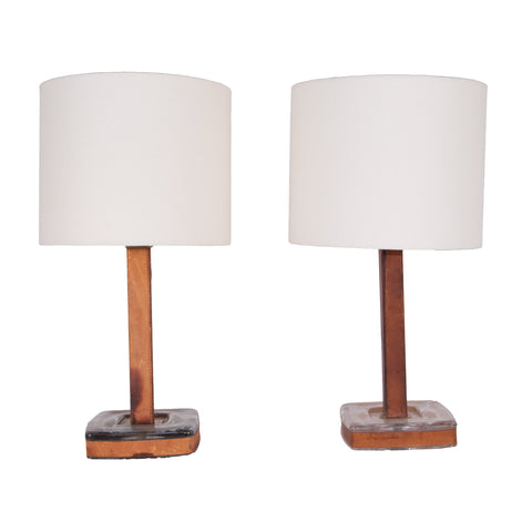#1505 Pair  of Table Lamps wrapped in Leather by  Uno Westerberg