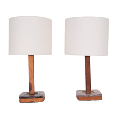 #1505 Pair  of Table Lamps wrapped in Leather by  Uno Westerberg