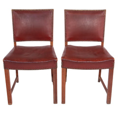 #1581 Pair of Oak Chairs by Fritz Hansen in imitation Leather