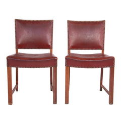 #1581 Pair of Oak Chairs by Fritz Hansen in imitation Leather