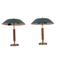 #1608 Pair of Table Lamps Wrapped in leather by Bertil Brisborg