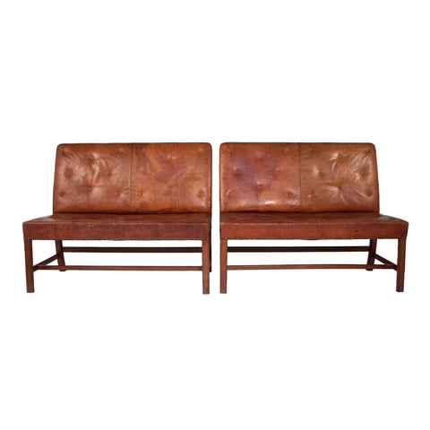 #201 Pair of Leather Benches by Palle Suenson