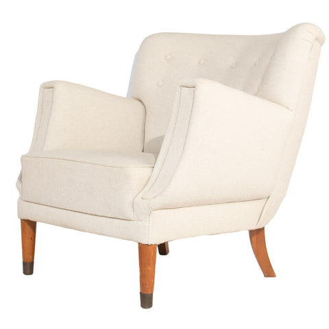 #22 Lounge Chair in Linen by Poul M. Jessen