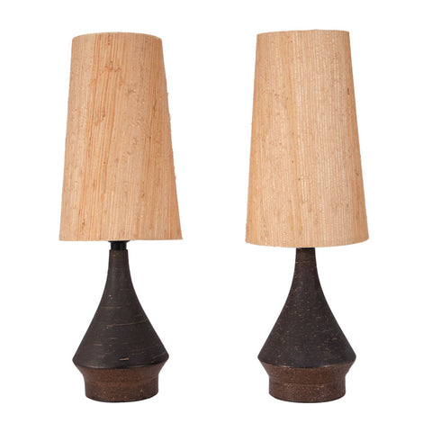 #270 Pair of Stoneware Lamps by Bo Borgstrom