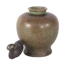 #591 Stoneware Urn with lid By Patrick Nordstrom