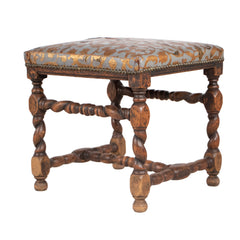 #65 Baroque Stool with Tooled Leather