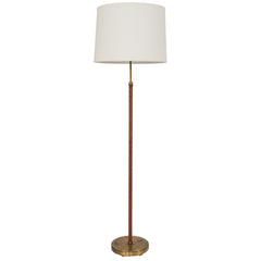 #1090 Brass and Leather Floor Lamp