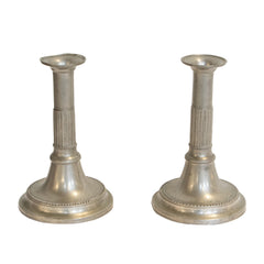 #208 Pair of Gustavian Pewter Candle Holders