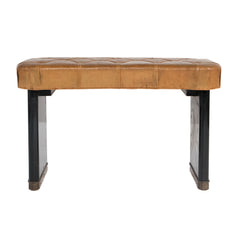 #290 Stool in Leather Wood and Brass by Ernst Kuhn
