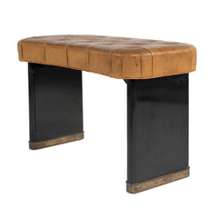 #290 Stool in Leather Wood and Brass by Ernst Kuhn