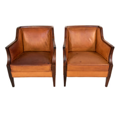 #321 Pair of Leather Club Chairs by Ernst Kuhn