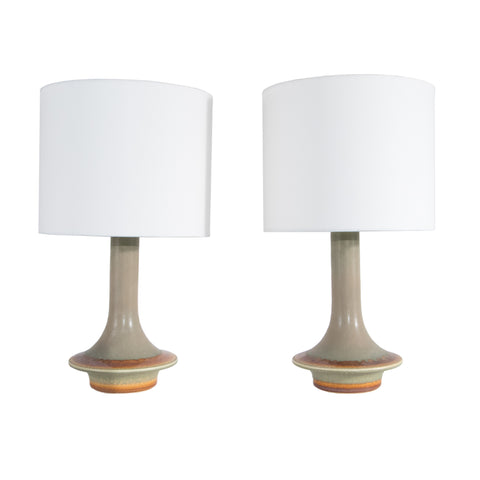 #50 Pair of Stoneware Table lamps