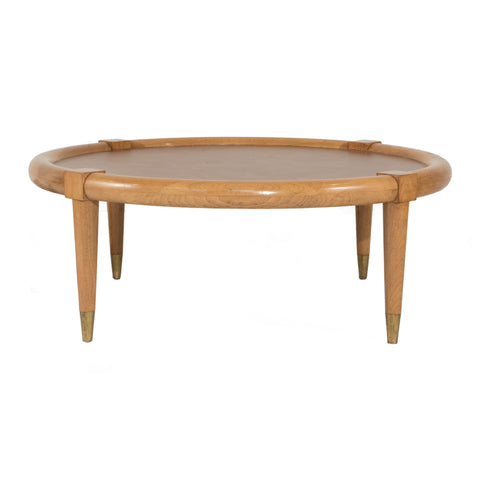 #512 Coffee Table in Nut Wood and Leather by Terence Harold Robsjohn-Gibbings