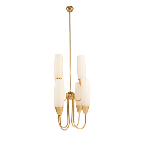 #552 Chandelier in Brass and Frosted Glass